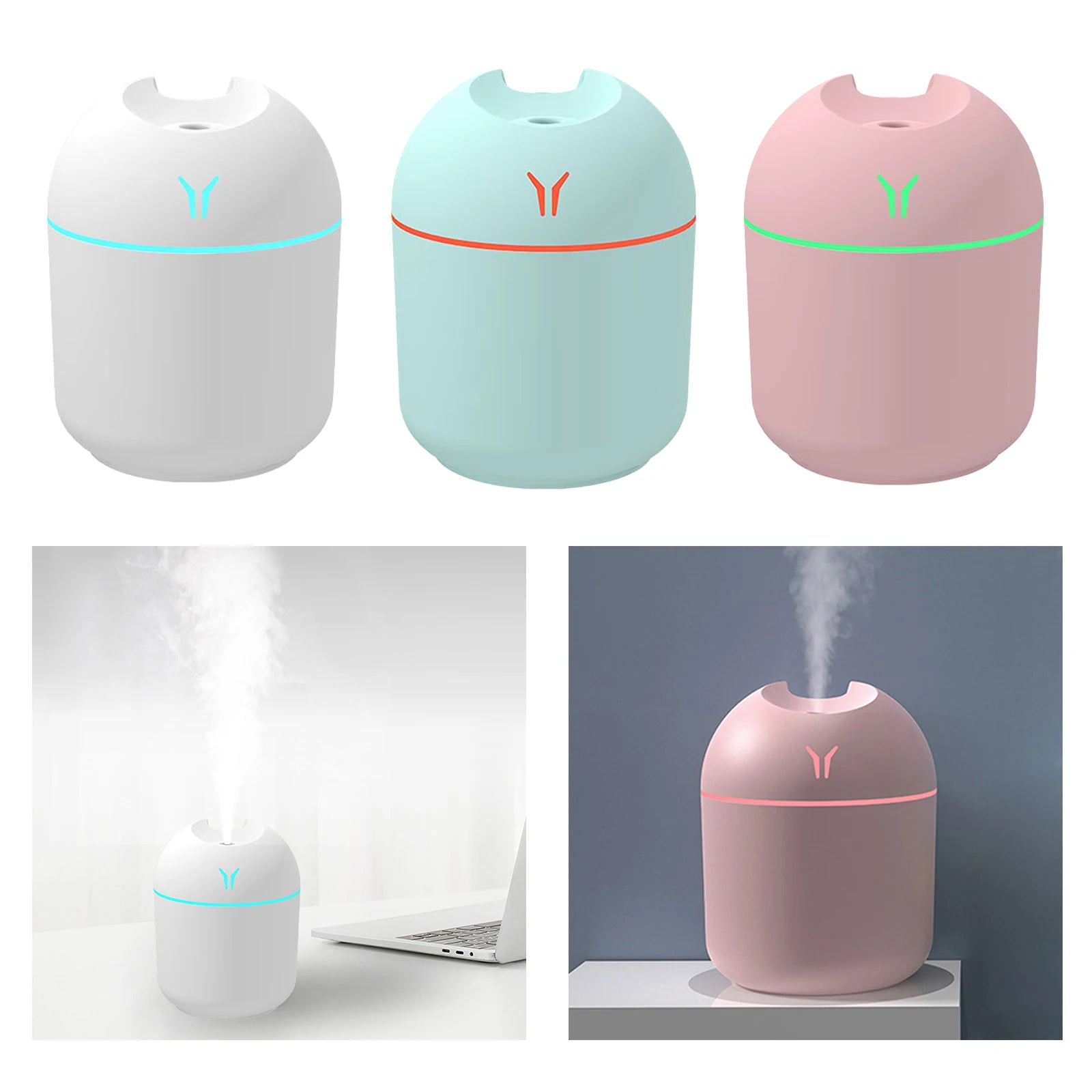 250ml Portable Car Air Humidifier Cool Mist Aroma Essential Oil Diffuser with LED Night Mini Air Purifier for Car Home Desktop