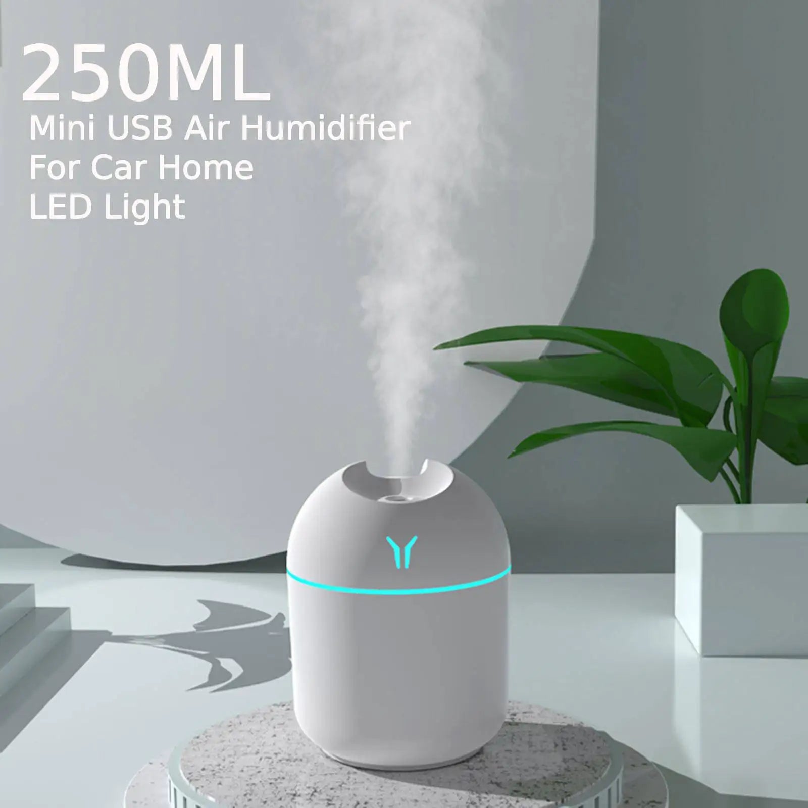 250ml Portable Car Air Humidifier Cool Mist Aroma Essential Oil Diffuser with LED Night Mini Air Purifier for Car Home Desktop